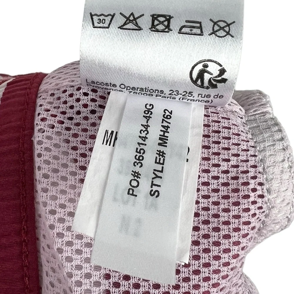 Lacoste Mens Large Swim Shorts Striped Red White 5” Inseam Polyamide Beach EUC - Picture 12 of 12